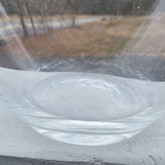 LARGE MCM Vintage Glass 12.25" Centerpiece Bowl Modern Clear Decor Design - Picture 8 of 16